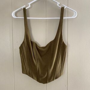 Bittersweet Olive Green Ribbed Corset Tank Top Women’s Size Small